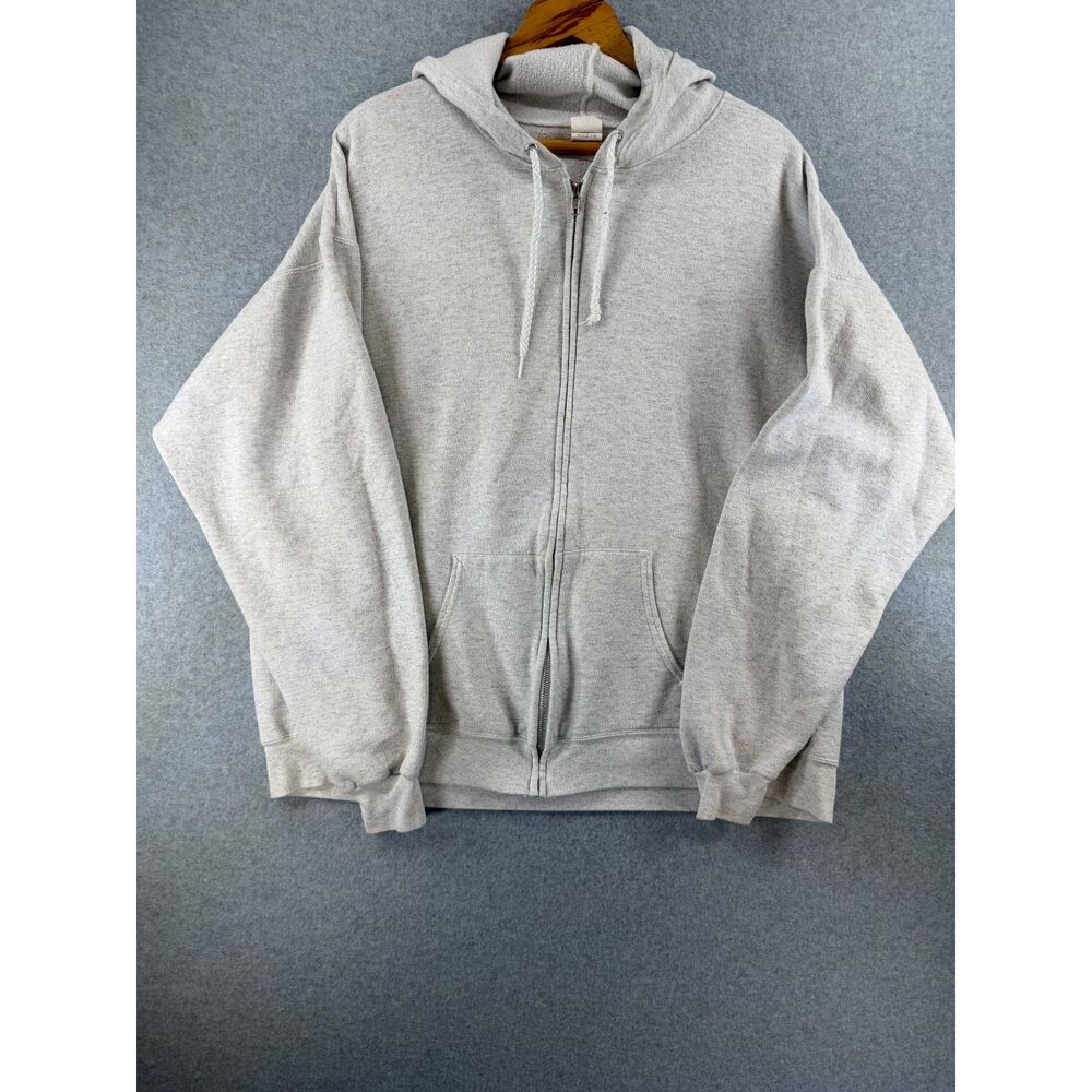 Hanes EcoSmart Men’s 2XL Gray Full Zip Fleece Hoodie Sweatshirt 3774
